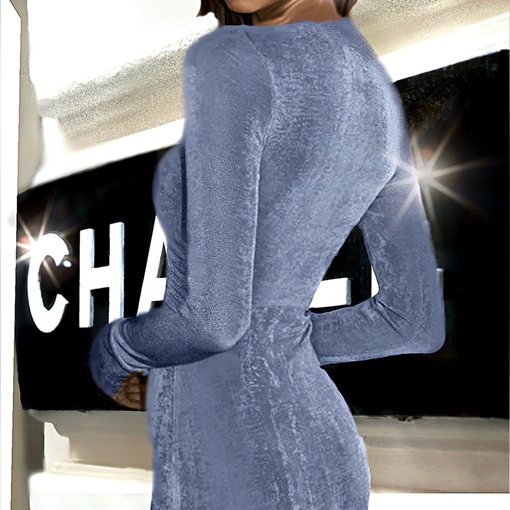 Navy Blue Twist Side Front MIDI